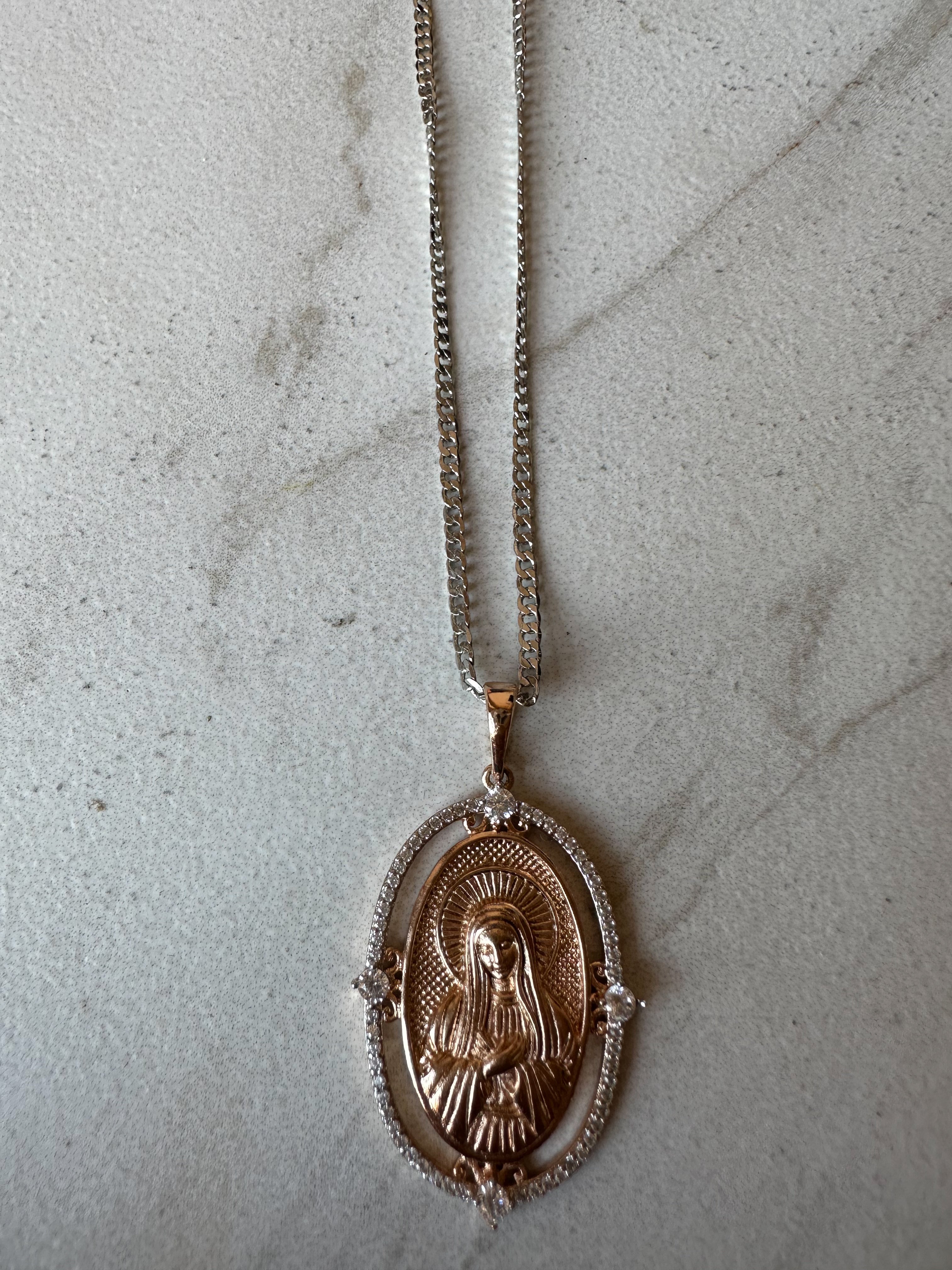 Mother Mary Two-Toned Necklace